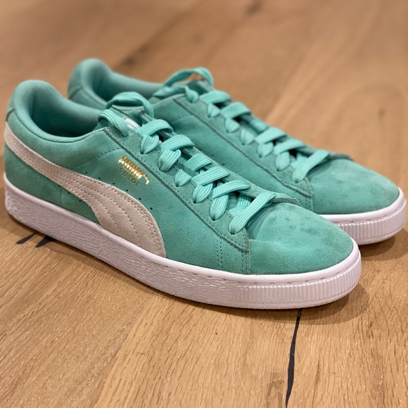 puma mint green trainers
